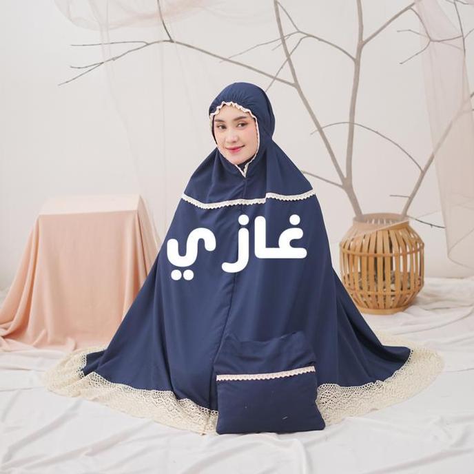 Mukena Dewasa Katun Polos Renda Rajut Jumbo Atasan Bawahan