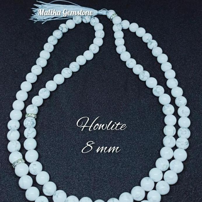 TASBIH BATU HOWLITE 99 BUTIR 8 MM 100% NATURAL