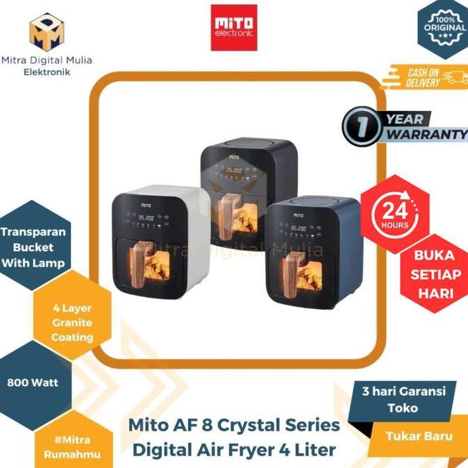Mito AF8 Digital Air Fryer 4 Liter Crystal Series AF 8 Penggoreng Tanpa Minyak Pan Granite Coating