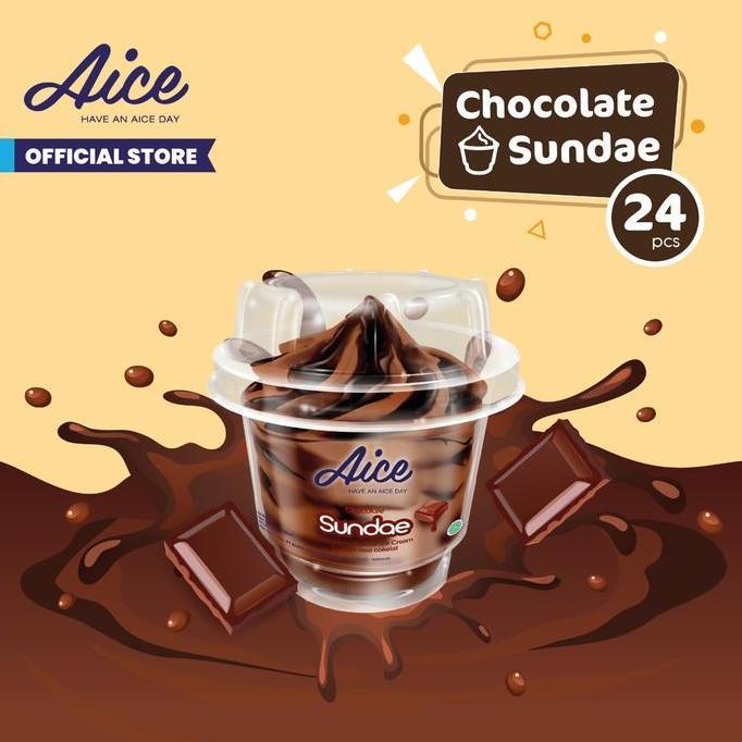 Aice Ice Cream Chocolate Sundae Cup Es Krim (1 Karton = Isi 24 Pcs)
