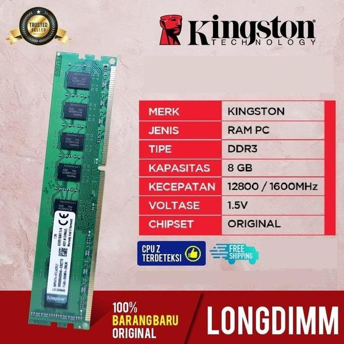 RAM KINGSTON DDR3 8GB PC-12800 RAM PC / RAM KOMPUTER DDR3 8GB Terlaris
