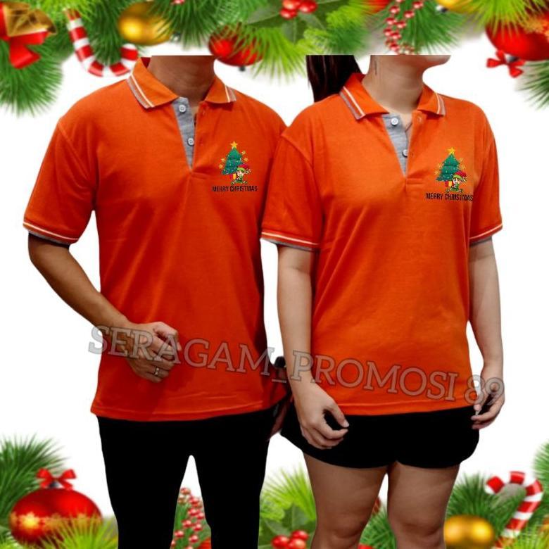 Bakazaros Baju Kaos Kerah Natal Merry Christmas Dewasa S M L Xl Xxl / Atasan Poloshirt Natal Unisex 