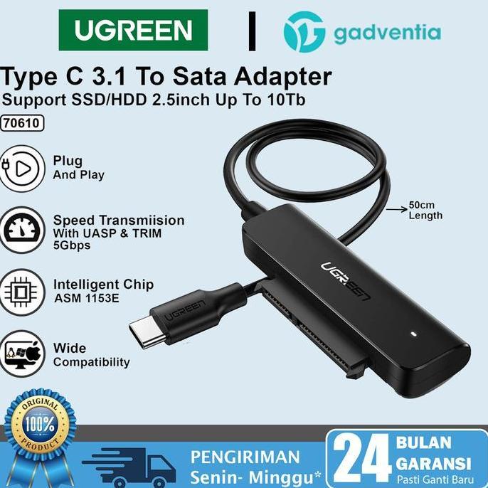 UGREEN Kabel Adapter USB 3.0 To Sata 2.5" Up to 6TB 10TB Data Transfer Hard Drive Converter HDD SSD 