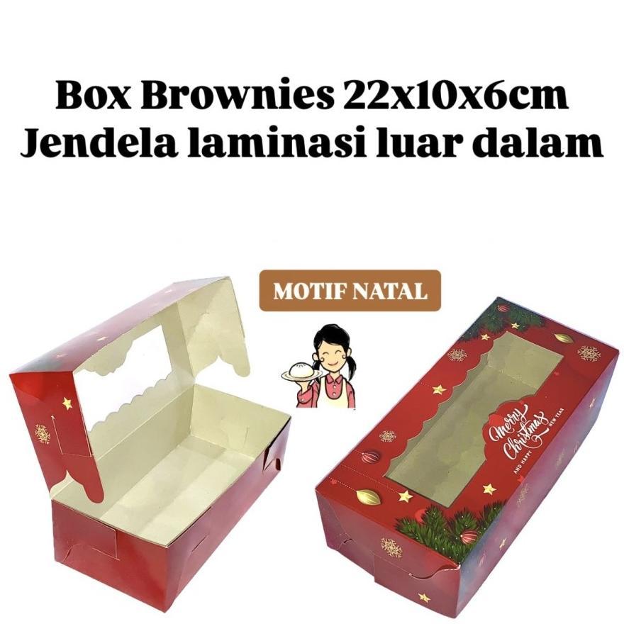 (5 Pcs)Box Natal Kue Brownies 22x10x6 Cm Kotak Lapis Legit Merry Christmas Dus Mika Cake Packaging