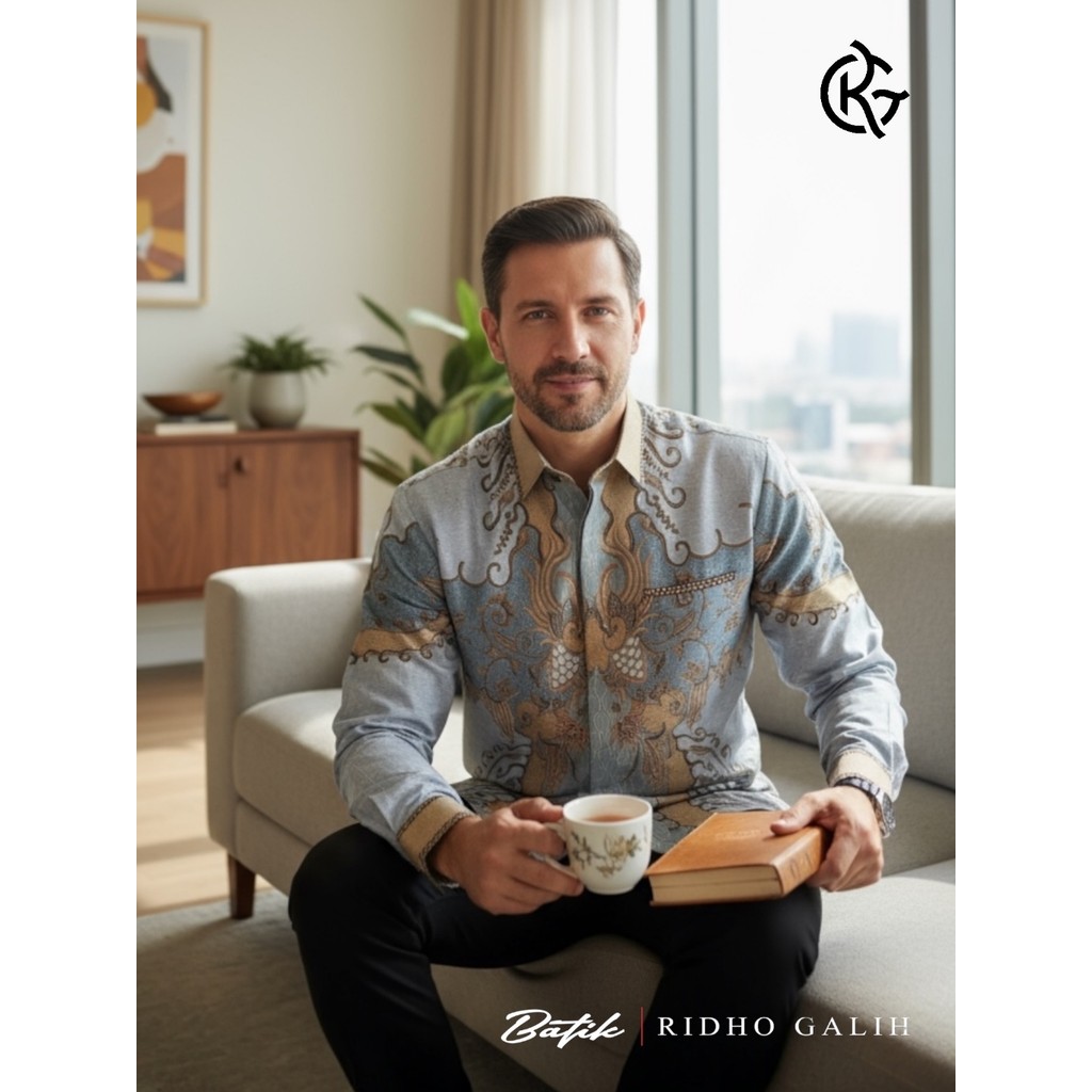 Aryasena Kemeja Batik Pria Slimfit Cotton Furing Ridho Galih Kemeja Batik Pria Dewasa Dobby Premium