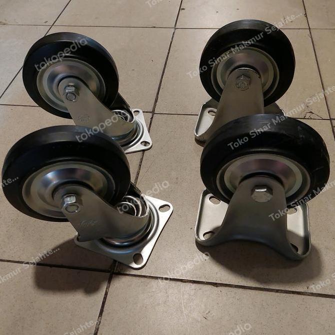 Roda Karet Edly Ukuran 5" Putar Lurus Isi 4  Sale