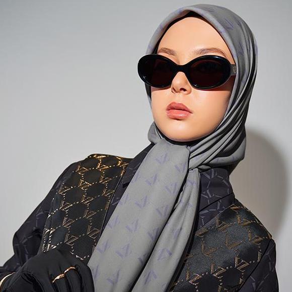 Promo [Earthly Allure] Vivizubedi - Monogram Voal Scarf - Nimbus Cloud Cod