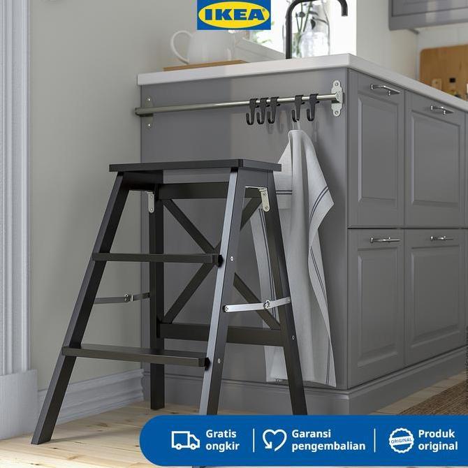 IKEA BEKVAM Tangga 3 Tingkat Serbaguna Hitam 63 cm Kayu .