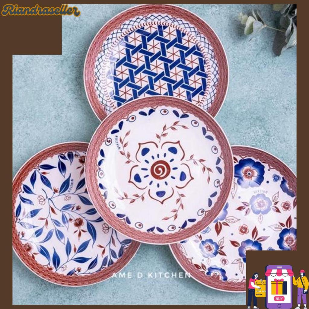 Bebas Ongkir Piring Bijian Keramik Lauk 8" Motif Rotan Coklat