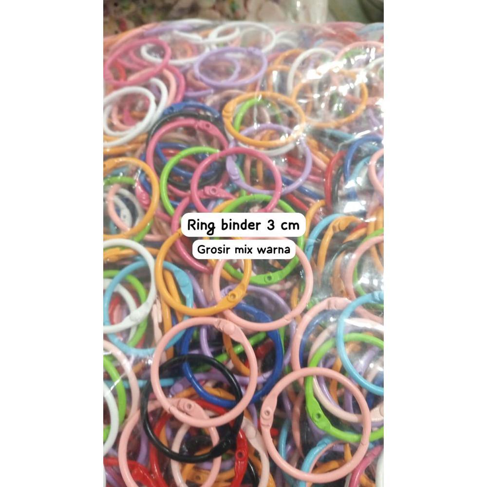 [100 pcs] RING BINDER 30mm bulat gantungan kunci ganci ring o mix warna random grosir