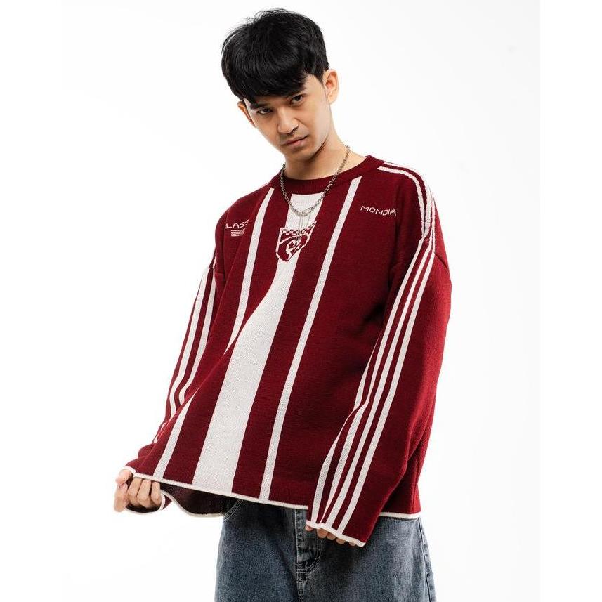 Figco - Jersey Knitted Boxy Knitwear Sweatshirt Classici Football Mondiali Maroon ANG