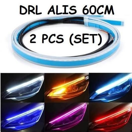 Lampu DRL LED Alis Fleksibel Slim 60cm running sein sen mobil motor 12 volt