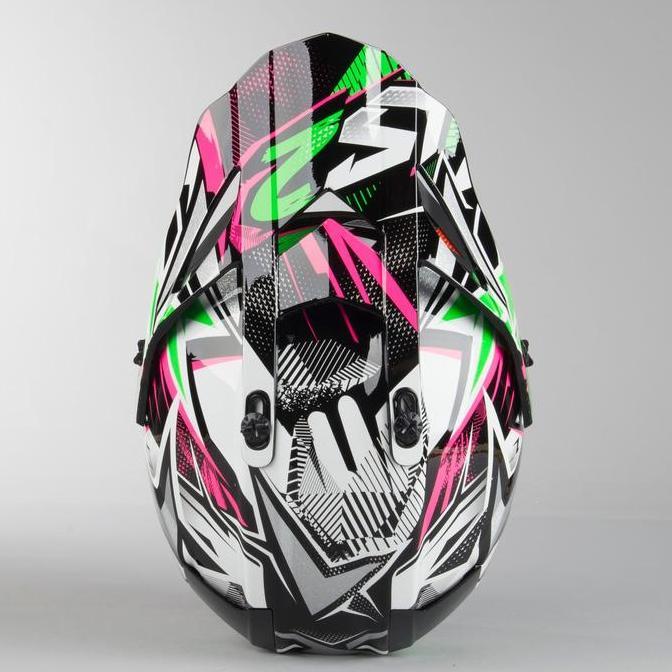 Helm Motorcross Cross LS2 MX437 Fast Strong MX Helmet White Green Pink Terlaris