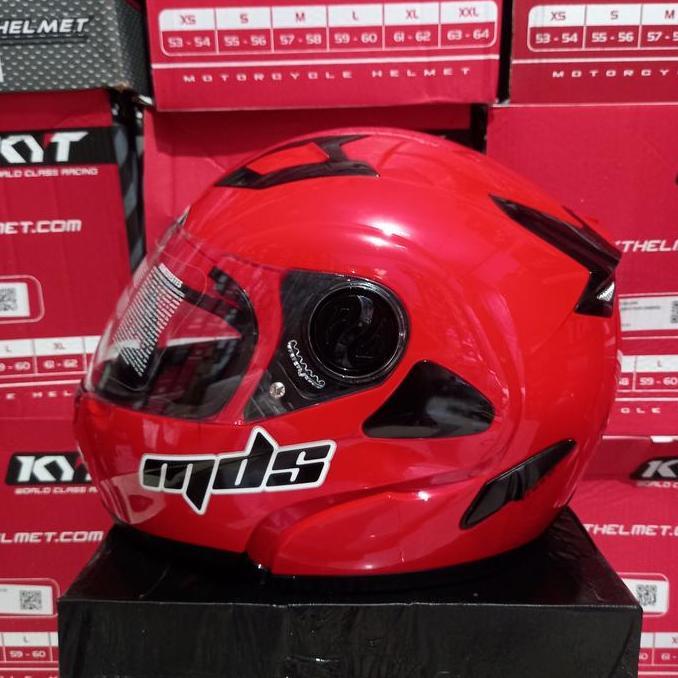 HELM MDS PRO RIDER SOLID MODULAR FIRE RED Terlaris