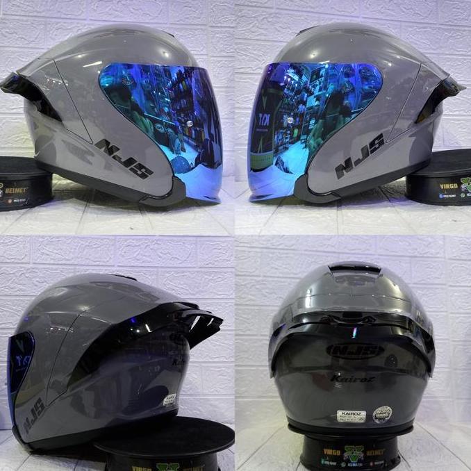 NJS HELM KAIROZ SOLID STONE GREY|HELM NJS KAIROZ PAKET GANTENG Terlaris