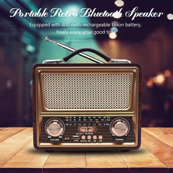 Radio FM/AM/SW MERODITH-2055BT  Bluetooth radio retro kompak Dan Portabel jam antena
