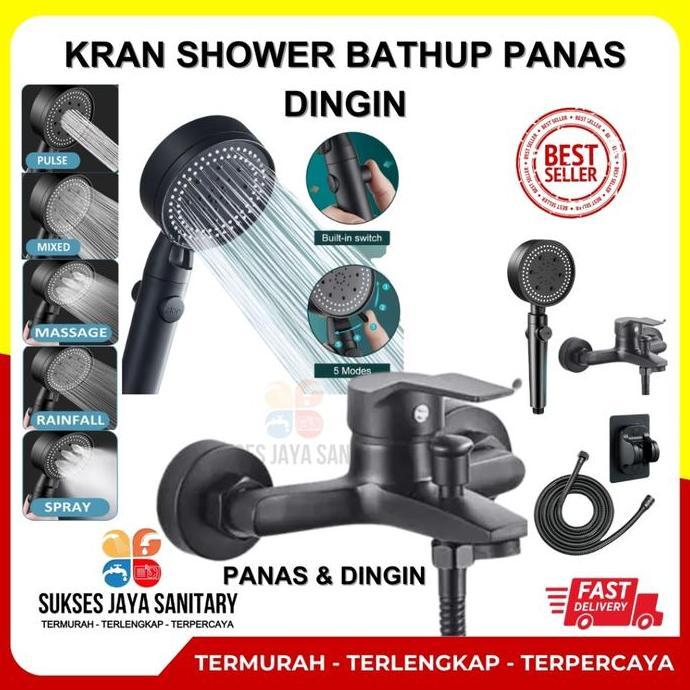 Kran Panas Dingin Kran Shower Kran Bathtub Keran Air Mixer Panas Dingin black Karet Set Selang showe