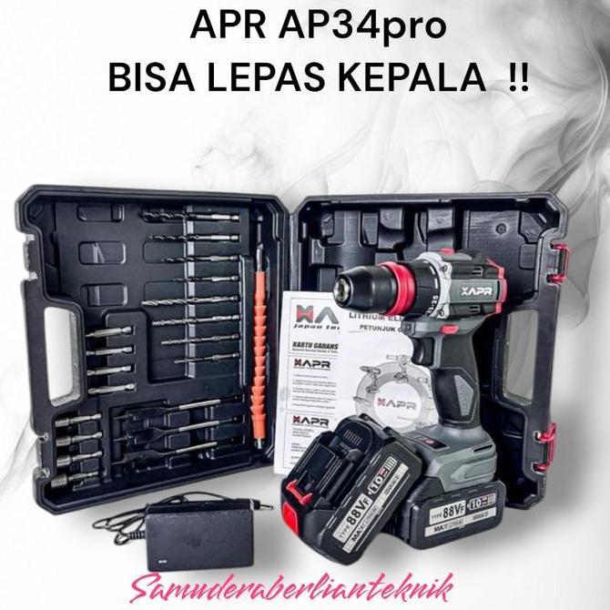Murah Bor Cordlees Apr Ap34 Pro 2 Baterai