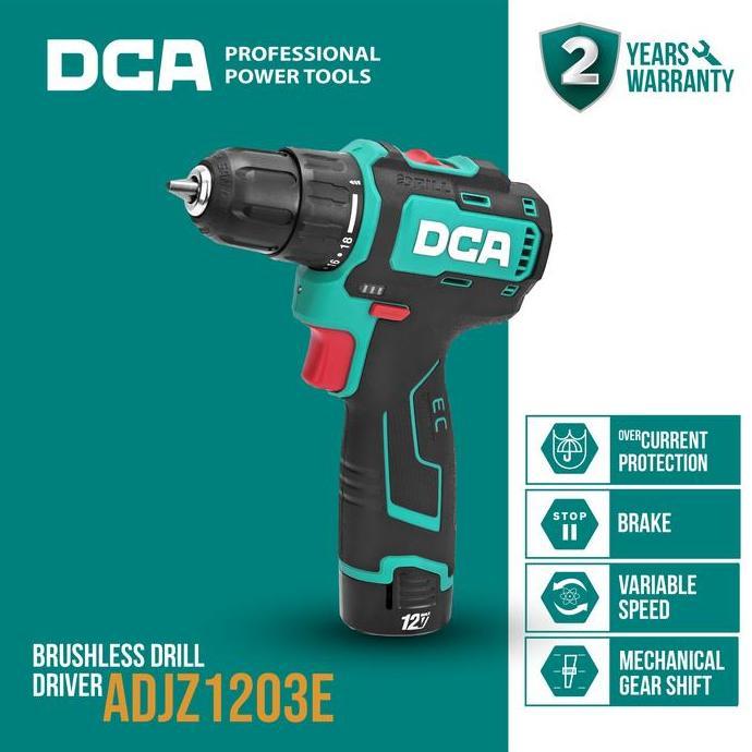 Sale Dca Cordless Drill Driver / Bor Obeng Baterai 12Volt 10Mm Adjz1203E (Full Set)