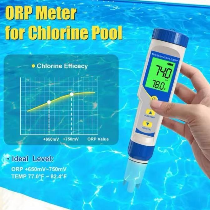 Alat Ukur Kualitas Air 7 In 1 Digital Ph Meter Tds Ec Orp Salinitas Suhu Sg Tester Multifungsi Untuk