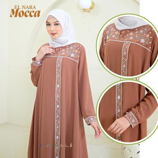 Grosir Layali - Elnara Gamis Dewasa Ceruty Motif Bordir Bunga