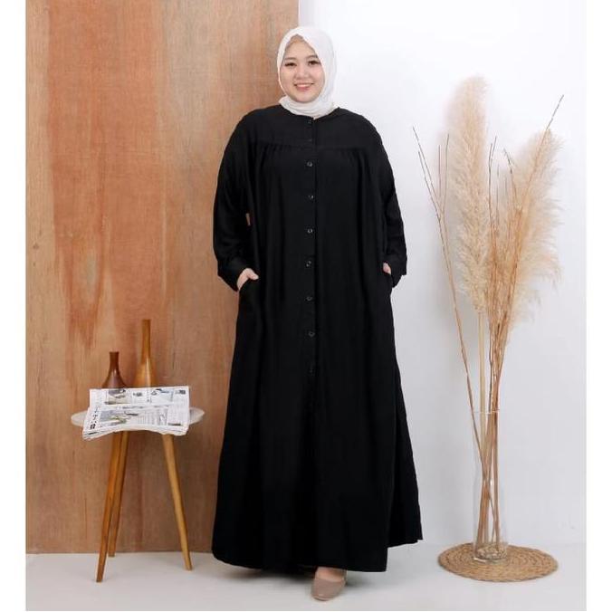 Sale Gamis Hitam Jumbo Ld 130 Cm Ld 145 Cm Model Polos Kekinian