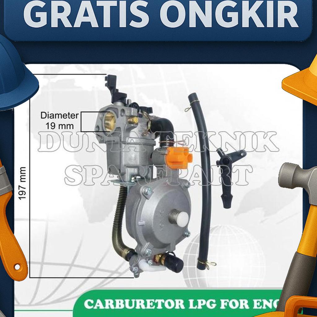 Gx160 Gx200 Karburator Gas Lpg Mesin / Pompa Alkon / Converter Lpg
