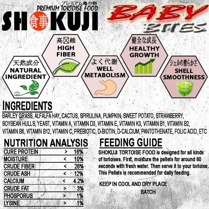 500GR SHOKUJI MAKANAN BABY KURA DARAT SULCATA PELET PAKAN TORTOISE