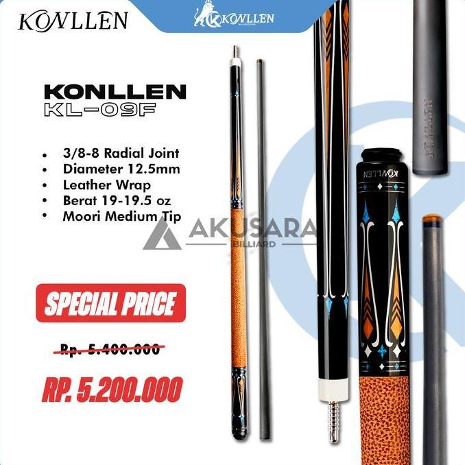 Konllen KL-09F 12.5mm Carbon Fiber Cue Stick Billiard - Soft Case