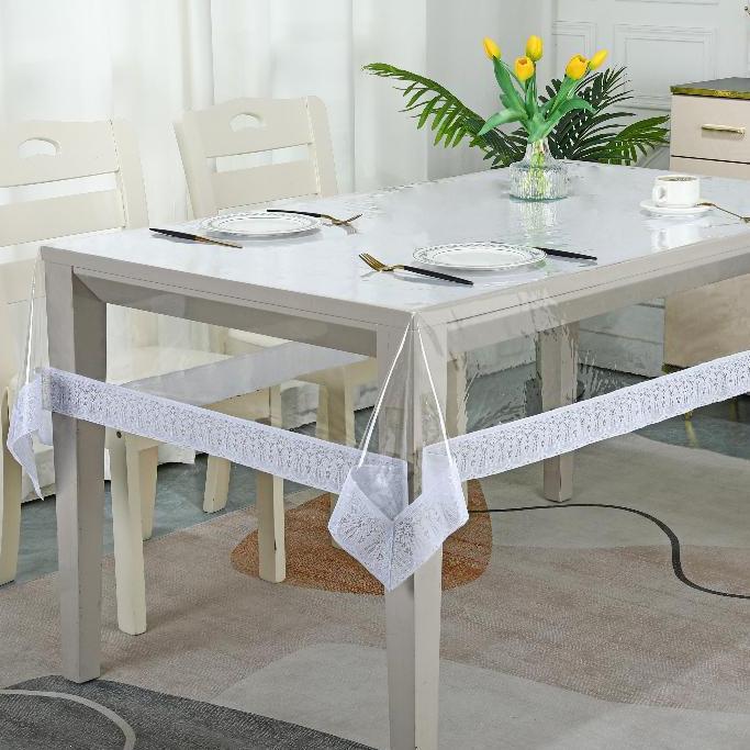 Taplak Meja Transparan List Samping PVC Tebal