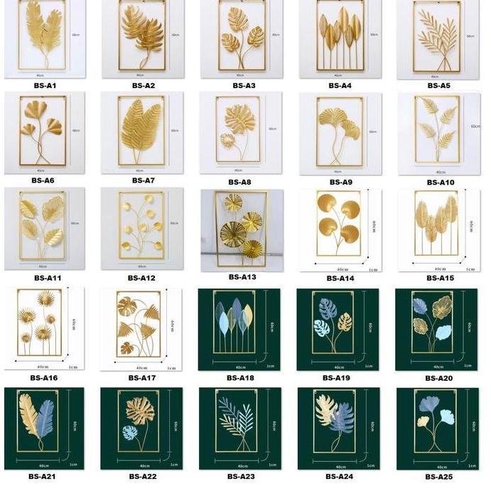 Dekorasi Dinding BSA Series Metal Gold Ginkgo
