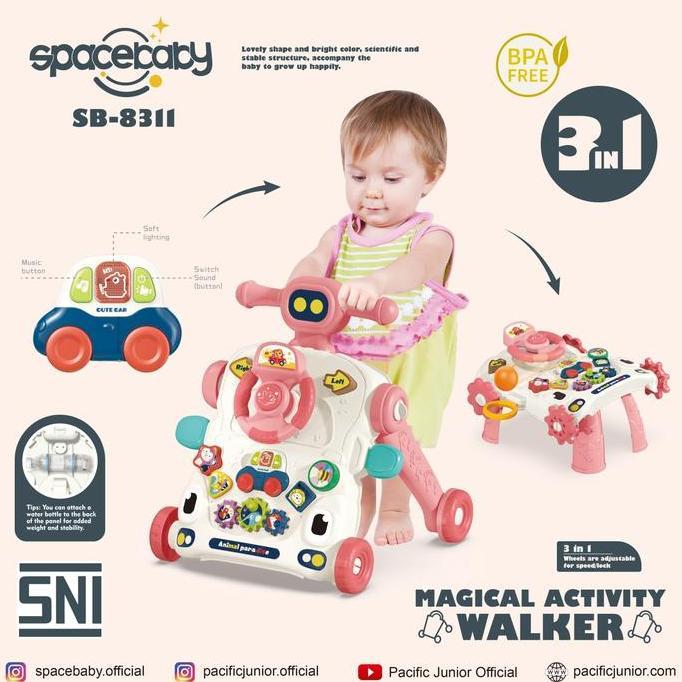 Activity Push Walker 3in1 Space Baby SpaceBaby SB 8311 SB8311 SB-8311