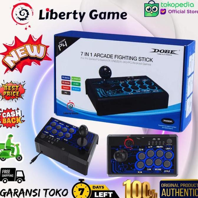 renggastore0 - Dobe Arcade Fighting Stick 7-in-1 Gamepad Nintendo Switch PS4 PC Xbox TP4-1886