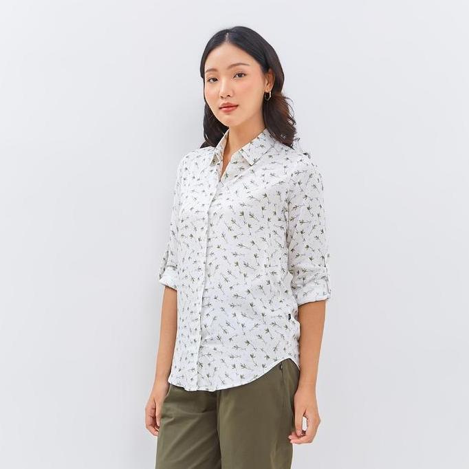 C2 Kuenbi Green Kemeja Casual Wanita Lengan Panjang