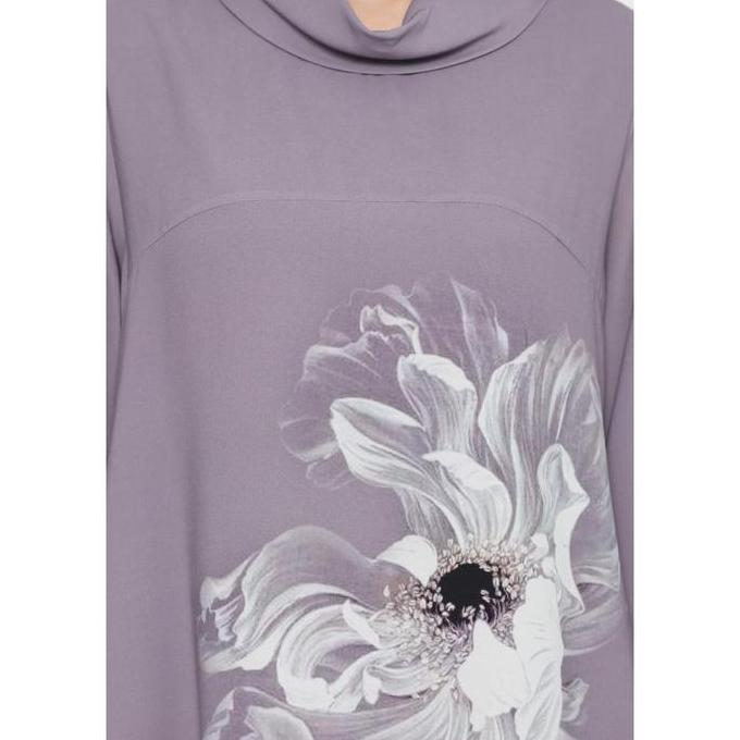 Blouse Floral Kerah Draffery Soft Pule By Brilliant Girl