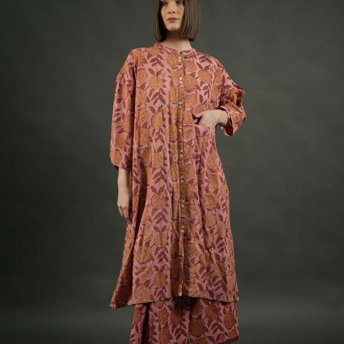 Tunic in red rose/tunic/dress/motif bunga