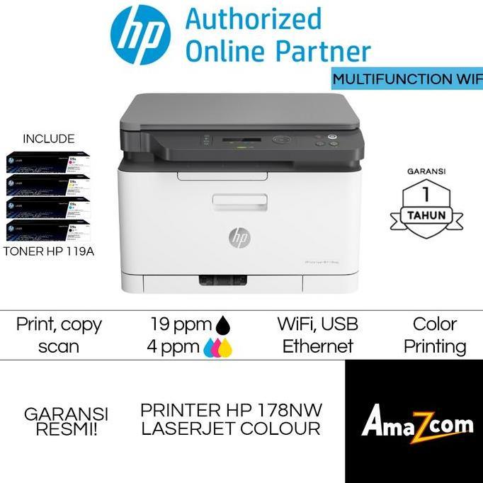 Terlaris Printer Hp Laserjet Mfp 178Nw Wireless Wifi Lan Laser Color Mfp M178Nw