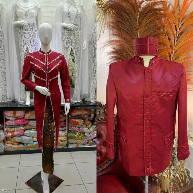 sepasang baju orang tua pengantin / kebaya ibu hajat couple beskap