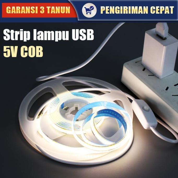 Lampu LED Strip COB 5V USB Dekorasi Ruang TV Putih Hangat USB 3000K/4000K/6000K SKR