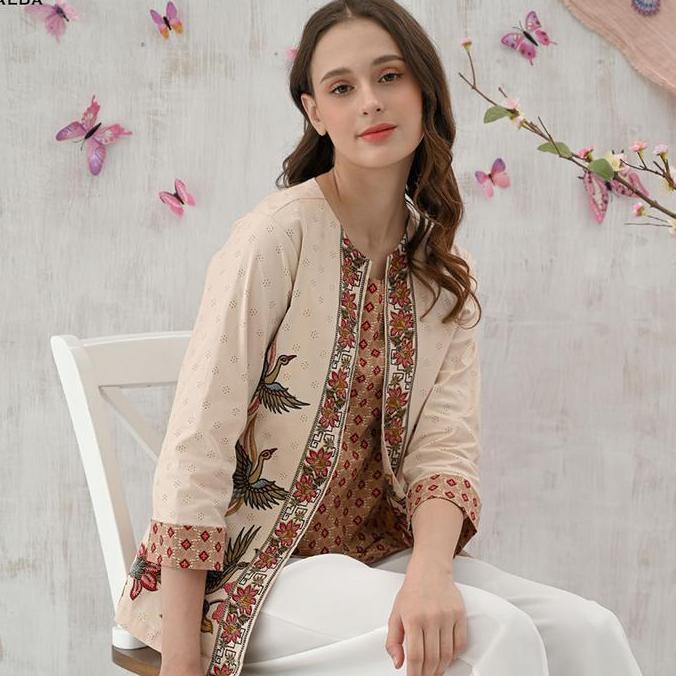 Alda Atasan Batik Lengan Panjang Blazer Kemeja Batik Panjang Blouse Batik Wanita Baju Batik Perempua