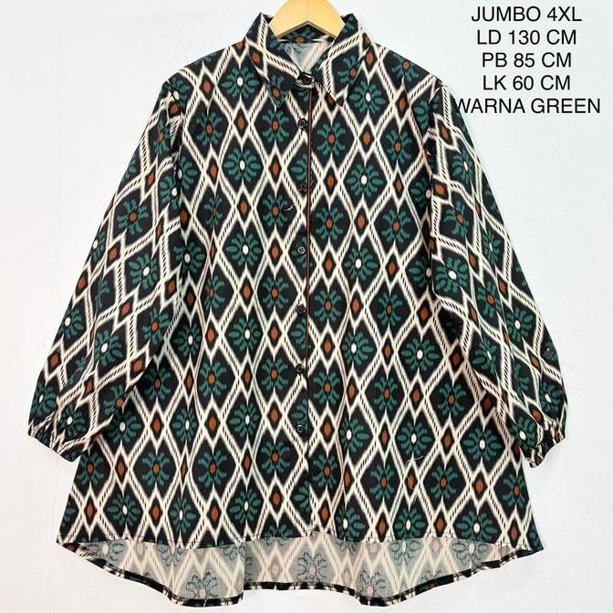 Atasan Batik Jumbo Wanita Motif Tenun Ld 130-140 Cm Model Terbaru Bahan Katun Strech