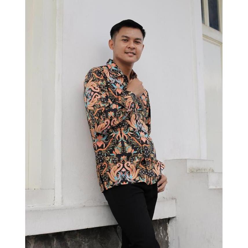 Pangestu Batik Hem Panjang Kembang Fuchsia