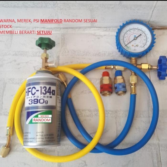Paket Lengkap Isi Tambah Ac Mobil Kulkas Freon Manifold Selang R134A Original Dan Terpercaya