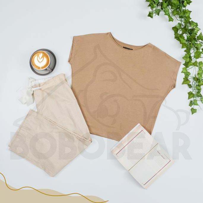 Bobobear Setelan Piyama  Celana 7/8  Perempuan Dewasa Tali Satin Bintik