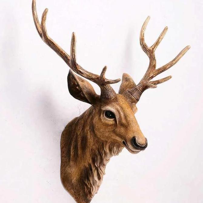 Pajangan Tanduk Kepala Rusa Seperti Asli Gaya Eropa Gantungan Patung Dinding Hadiah