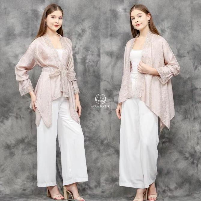 Aira Batik_ Claudia Blouse Free Belt | One Set Viscose | Kebaya modern | Kebaya wisuda | Blus Polos 