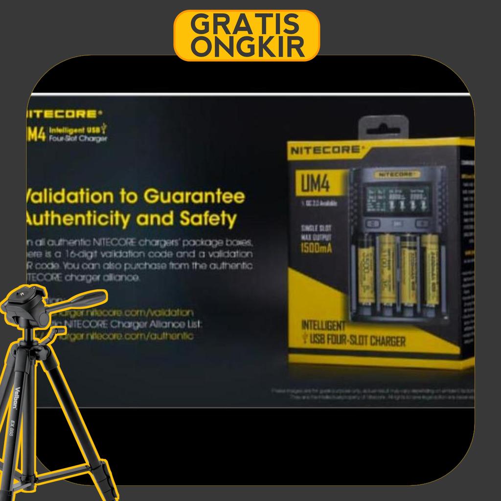 Charger Baterai 4 Slot Li-Ion Nimh Nitecore Intelligent Usb - Um4