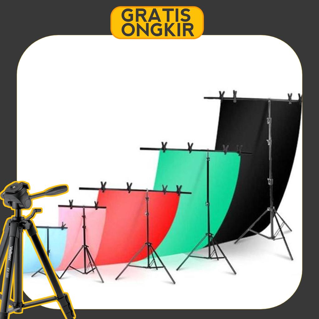 Tiang Backdrop Foto Studio Produk  T-Shape 2 Clamp 60 X 70