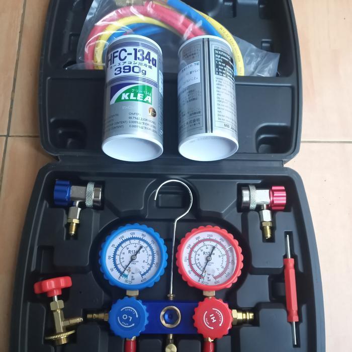 Meteran Pengisi Freon Ac Mobil Dan Rumah+ Freon Klea 2 Kaleng Original Dan Terpercaya