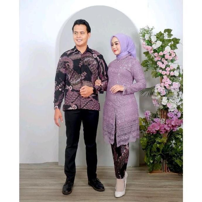 Kebaya Couple Tunik Janggan Brokat Premium Terbaru / Kebaya Pasangan Kekinian